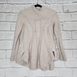 Anthropologie Angel Of The North Womens Cream Chunky Cowl Neck Sweater Size XS